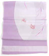 画像をギャラリービューアに読み込む, 帯揚げ 夏 絽 正絹 和装小物 おびあげ 紫地カエルに柳柄【メール便発送可能】