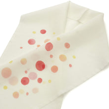 画像をギャラリービューアに読み込む, 【夏の半襟 正絹 友禅 生成り地赤系水玉柄】紗 女性 レディース 半えり 半衿 和装小物 カジュアル 着物 単衣 浴衣 きもの ゆかた シルク ゆうぜん kimono haneri silk【メール便発送可能】