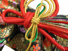 画像をギャラリービューアに読み込む, 【七五三 着物 三歳 小寸 結び帯 作り帯】黒地手毬菊柄 三才 3才 3歳 女の子 きもの 和装 帯 SDGs