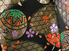 画像をギャラリービューアに読み込む, 【七五三 着物 三歳 小寸 結び帯 作り帯】黒地手毬菊柄 三才 3才 3歳 女の子 きもの 和装 帯 SDGs