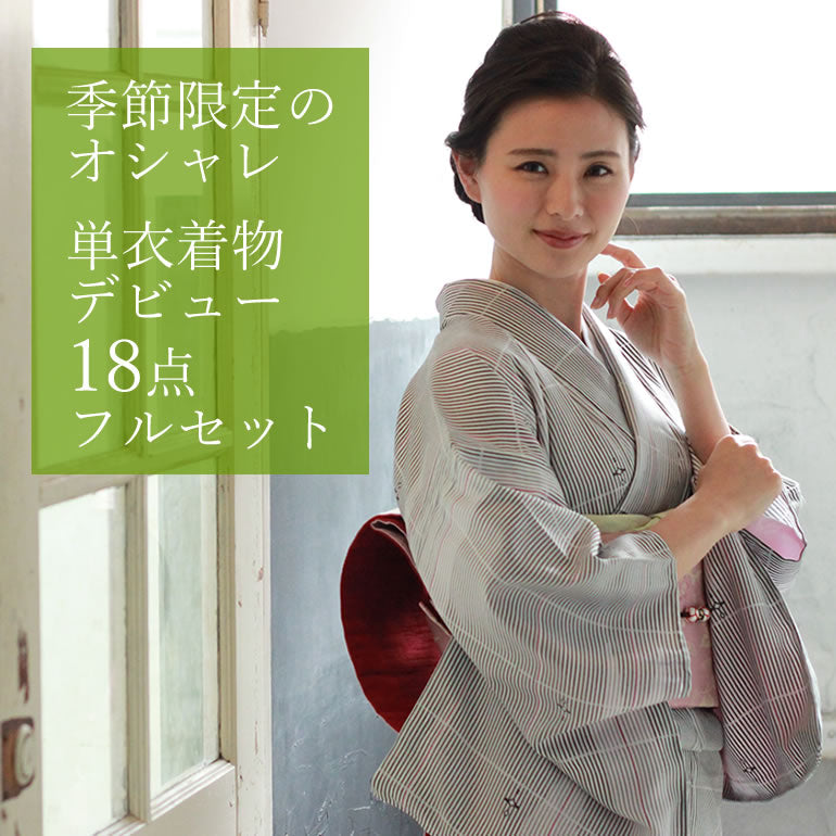 着物 セット 単衣着物 18点フルセット 洗える着物 セット 福袋 送料