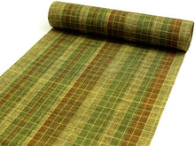 画像をギャラリービューアに読み込む, 紬反物 着物 正絹ブラウン地グリーン系チェック柄 反物のみ つむぎ 【送料無料】