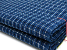 画像をギャラリービューアに読み込む, 【木綿着物反物】松坂木綿〜紺・藍色カジュアルなマドラスチェック〔ekふに〕