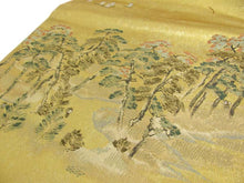 画像をギャラリービューアに読み込む, 袋帯 西陣織 フォーマル 正絹 ゴールド地 近江八景 本金箔 西陣あさぎ謹製 送料無料 名品 礼装 礼装用 着物 帯 和装 和服 女性 レディース 未使用