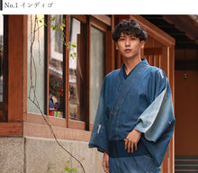 画像をギャラリービューアに読み込む, 着物 メンズ デニム クラッシュデニム M L LL サイズ 2色 ネイビー ブラック デニムきもの 紳士 男性 和装 和服 きもの