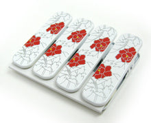 画像をギャラリービューアに読み込む, 着物クリップ 小 4個セット 白 赤 牡丹 クリップ 和装 着物 浴衣 衿止め えりどめ きものクリップ ハンディクリップ 帯結び 仮止め 和装小物 小物 着付小物 着付け 礼装 カジュアル 通年 大人 レディース 女性 日本製