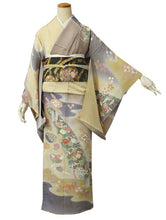 画像をギャラリービューアに読み込む, 【正絹訪問着 未仕立て 仮絵羽 グレー・ベージュ地手綱取りと四季の花模様】 結婚式 新品 色 販売 購入 礼装 既婚 フォーマル 七五三 パーティ 入学式 卒業式 お宮参り【hz】【送料無料】