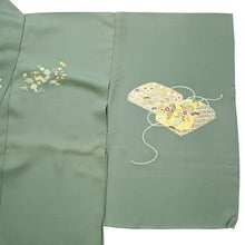 画像をギャラリービューアに読み込む, 【正絹訪問着 未仕立て 仮絵羽 薄渋柳色地文箱と宝尽くし模様】 結婚式 新品 色 販売 購入 礼装 既婚 フォーマル 七五三 パーティ 入学式 卒業式 お宮参り【hz】【送料無料】