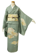 画像をギャラリービューアに読み込む, 【正絹訪問着 未仕立て 仮絵羽 薄渋柳色地文箱と宝尽くし模様】 結婚式 新品 色 販売 購入 礼装 既婚 フォーマル 七五三 パーティ 入学式 卒業式 お宮参り【hz】【送料無料】
