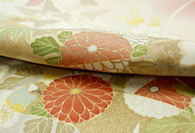 画像をギャラリービューアに読み込む, 【正絹訪問着 未仕立て 仮絵羽 渋サーモンピンク地流水に四季の花模様】 新品 色 販売 購入 礼装 既婚 パーティ 洒落訪問着【hz】【送料無料】