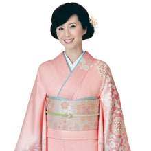 画像をギャラリービューアに読み込む, 洗える着物 訪問着 セット 18点フルセット ピンク地 華紋唐草柄 フリー サイズ アッシュエル HL 訪問着 袋帯 長襦袢 草履 バッグ 着付け小物一式 白足袋 和装 和服 レディース 着物 セット フォーマル 送料無料 セール対象外
