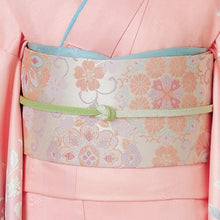 画像をギャラリービューアに読み込む, 洗える着物 訪問着 セット ピンク地 華紋唐草柄 5点セット フリー サイズ アッシュエルブランド 訪問着 袋帯 長襦袢 正絹帯揚げ 正絹帯締め ポリエステル 仕立て上がり HL 和装 和服 レディースファッション 着物セット 送料無料 セール対象外