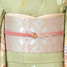 画像をギャラリービューアに読み込む, 洗える着物 訪問着 セット 渋黄緑地 吉祥花薬玉柄 5点セット フリー サイズ アッシュエルブランド 訪問着 袋帯 長襦袢 正絹帯揚げ 正絹帯締め ポリエステル 仕立て上がり HL 和装 和服 レディースファッション 着物セット 送料無料 セール対象外