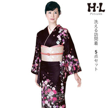 画像をギャラリービューアに読み込む, 訪問着 セット 購入 濃赤紫地桜尽くし 5点セット フリー サイズ 仕立て上がり 洗える着物 訪問着 袋帯 長襦袢 正絹帯揚げ 正絹帯締め セット ポリエステル アッシュエル HL 和装 和服 着物セット 洗える訪問着 販売 七五三 結