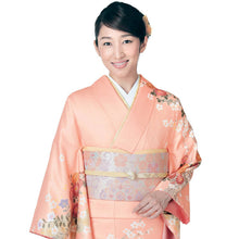 画像をギャラリービューアに読み込む, 洗える着物 訪問着 セット 18点フルセット サーモンピンク地 道長取り吉祥花柄 フリー サイズ アッシュエル HL 訪問着 袋帯 長襦袢 草履 バッグ 着付け小物一式 白足袋 和装 和服 レディース 着物 セット フォーマル 送料無料 セール対象外