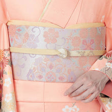 画像をギャラリービューアに読み込む, 洗える着物 訪問着 セット サーモンピンク地 道長取り吉祥花柄 5点セット フリー サイズ アッシュエルブランド 訪問着 袋帯 長襦袢 正絹帯揚げ 正絹帯締め ポリエステル 仕立て上がり HL 和装 和服 レディースファッション 着物セット 送料無料 セール対象外