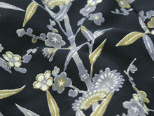 画像をギャラリービューアに読み込む, 【洗える二部式袷プレタ】濃紺地竹縞に菊梅柄 フリーサイズ 着物 ユニフォーム 帯なし 冬 袷 楽々 便利 kimono