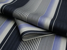 画像をギャラリービューアに読み込む, 【正絹小紋 着物反物 丹後ちりめん グレー地紺系縞柄】お仕立て付 女性 レディース 袷 単衣 お誂え きもの 縮緬 着尺 こもん オーダーメイド(mw-a)【送料無料】