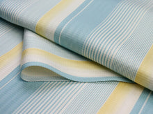 画像をギャラリービューアに読み込む, 【正絹小紋 着物反物 丹後ちりめん 薄クリーム地水色系縞柄】お仕立て付 女性 レディース 袷 単衣 お誂え きもの 縮緬 着尺 こもん オーダーメイド(mw-a)【送料無料】