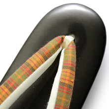 画像をギャラリービューアに読み込む, 【草履 Lサイズ ブラウン土台・グリーン×オレンジ系チェック柄鼻緒】着物 日本製 カジュアル ぞうり 女性 通販