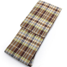 画像をギャラリービューアに読み込む, 【正絹着物 仕立上り 単品 ブラウン系格子柄 フリーサイズ】紬 袷 女性 レディース プレタ 小紋 こもん きもの つむぎ キモノ kimono【送料無料】【ワニ】