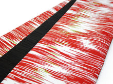 画像をギャラリービューアに読み込む, 【洗える半幅帯 リバーシブル】赤地白縦畝柄 彩陽織 帯単品 四寸 半巾 小袋 女性 レディース 和装 着物 obi カジュアル【ksウク】