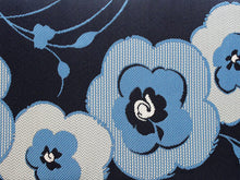 画像をギャラリービューアに読み込む, 【半幅帯 半巾帯 博多織 細帯 絹 濃紺地花柄】紋小袋帯 福絖織物 和装 着物 きもの キモノ kimono obi リバーシブル 【送料無料】