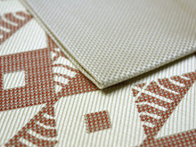 画像をギャラリービューアに読み込む, 半幅帯 半巾帯 博多織 細帯 絹 薄ベージュ地アラベスク柄 紋小袋帯 福絖織物 和装 着物 きもの キモノ kimono obi リバーシブル 送料無料 日本製