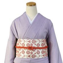 画像をギャラリービューアに読み込む, 半幅帯 半巾帯 博多織 細帯 絹 薄ベージュ地アラベスク柄 紋小袋帯 福絖織物 和装 着物 きもの キモノ kimono obi リバーシブル 送料無料 日本製