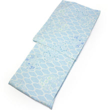 画像をギャラリービューアに読み込む, レディース浴衣 フリーサイズ 単品 水色地網目に花の丸柄 三勝ブランド 仕立て上がり女性ゆかた 通気性のよいサラリとした着心地 送料無料《skウチ》《セール対象外》