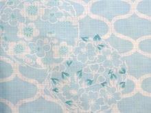 画像をギャラリービューアに読み込む, レディース浴衣 フリーサイズ 単品 水色地網目に花の丸柄 三勝ブランド 仕立て上がり女性ゆかた 通気性のよいサラリとした着心地 送料無料《skウチ》《セール対象外》