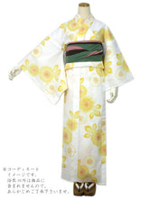 画像をギャラリービューアに読み込む, レディース浴衣 フリーサイズ 単品 白地ひまわり柄 三勝ブランド 仕立て上がり女性ゆかた 通気性のよいサラリとした着心地 送料無料《skワコ》《セール対象外》