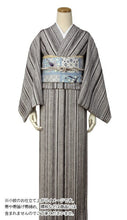 画像をギャラリービューアに読み込む, 正絹小紋反物 フルオーダーお仕立て付き チャコールグレー濃淡ストライプ 自分サイズのおめかし着物 シルク小紋 レディース(mw-a)