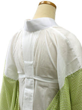 画像をギャラリービューアに読み込む, 長襦袢 洗える レディース M L サイズ 黄緑地ウロコ柄 半衿つき 日本製 洗える長襦袢 半襟付 女性 長じゅばん カジュアル 小紋 紬 着物 和服 和装 着付け小物 下着 一部式 春 秋 冬