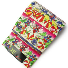 画像をギャラリービューアに読み込む, 絹袋帯 お仕立て付き 歌川国芳復刻柄ベージュ地猫の玉乗り柄 小紋や紬に合わせる洒落帯 捺染 送料無料《urワニ》