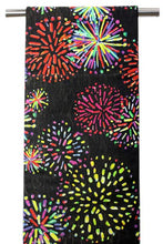 画像をギャラリービューアに読み込む, 絹袋帯 お仕立て付き 黒地花火柄 小紋や紬に合わせる洒落帯 捺染 送料無料《urワニ》