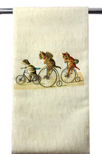 画像をギャラリービューアに読み込む, 絹袋帯 お仕立て付き ベージュ地猫のアンティーク自転車柄 お太鼓柄 小紋や紬に合わせる洒落帯 捺染 送料無料《urワニ》