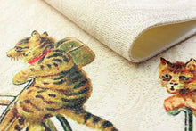 画像をギャラリービューアに読み込む, 絹袋帯 お仕立て付き ベージュ地猫のアンティーク自転車柄 お太鼓柄 小紋や紬に合わせる洒落帯 捺染 送料無料《urワニ》