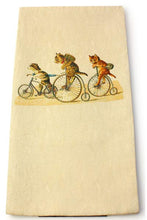 画像をギャラリービューアに読み込む, 絹袋帯 お仕立て付き ベージュ地猫のアンティーク自転車柄 お太鼓柄 小紋や紬に合わせる洒落帯 捺染 送料無料《urワニ》