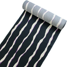 画像をギャラリービューアに読み込む, 正絹小紋着物反物 丹後ちりめん フルオーダー仕立て付き 紺地白と紫のよろけ縞 単品 女性 レディース 袷にも単衣にもお仕立て可能 自分サイズにお誂え 縮緬着尺 こもん 送料無料 《urウフ》