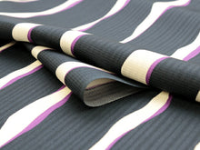 画像をギャラリービューアに読み込む, 正絹小紋着物反物 丹後ちりめん フルオーダー仕立て付き 紺地白と紫のよろけ縞 単品 女性 レディース 袷にも単衣にもお仕立て可能 自分サイズにお誂え 縮緬着尺 こもん 送料無料 《urウフ》