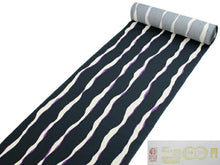 画像をギャラリービューアに読み込む, 正絹小紋着物反物 丹後ちりめん フルオーダー仕立て付き 紺地白と紫のよろけ縞 単品 女性 レディース 袷にも単衣にもお仕立て可能 自分サイズにお誂え 縮緬着尺 こもん 送料無料 《urウフ》