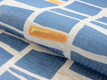 画像をギャラリービューアに読み込む, 本麻夏の名古屋帯 渋ブルー地石畳柄 仕立て付 涼しげな夏着物に合わせる透け感のあるなごや帯 京友禅 送料無料 《urフラ》