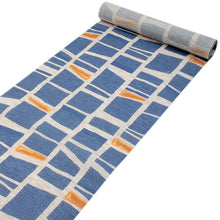 画像をギャラリービューアに読み込む, 本麻夏の名古屋帯 渋ブルー地石畳柄 仕立て付 涼しげな夏着物に合わせる透け感のあるなごや帯 京友禅 送料無料 《urフラ》