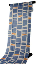 画像をギャラリービューアに読み込む, 本麻夏の名古屋帯 渋ブルー地石畳柄 仕立て付 涼しげな夏着物に合わせる透け感のあるなごや帯 京友禅 送料無料 《urフラ》