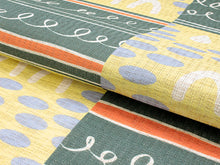 画像をギャラリービューアに読み込む, 本麻夏の名古屋帯 クリームイエロー地横段幾何学柄 仕立て付 涼しげな夏着物に合わせる透け感のあるなごや帯 京友禅 送料無料 《urフラ》