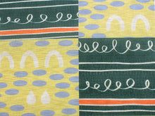 画像をギャラリービューアに読み込む, 本麻夏の名古屋帯 クリームイエロー地横段幾何学柄 仕立て付 涼しげな夏着物に合わせる透け感のあるなごや帯 京友禅 送料無料 《urフラ》