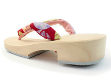 画像をギャラリービューアに読み込む, 下駄 レディース 浴衣 ゲタ 赤地毬柄鼻緒 フリーサイズ 桐 夏着物 右近 痛くない 歩きやすい 厚底 日本製 tbわこ KZ