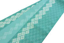 画像をギャラリービューアに読み込む, 浴衣帯 半幅帯 レディース 安い 緑地矢絣に花菱 単品 リバーシブル 女性 小袋帯 細帯 ゆかた 帯