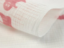 画像をギャラリービューアに読み込む, 夏 半衿 麻素材でさらりと涼やか 絽 白地 おばけ柄 ピンク 小千谷織物 日本製 ネコポス便発送可能